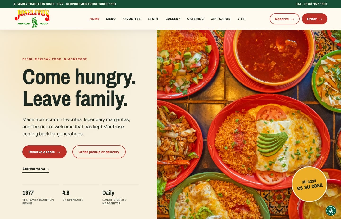 Joselito’s Montrose live restaurant homepage