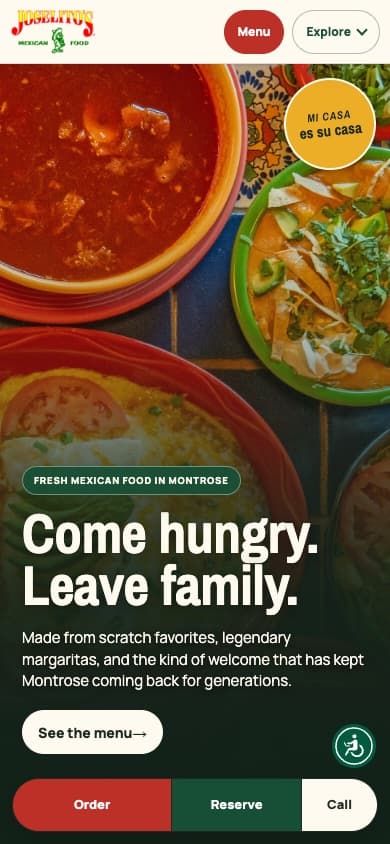 Joselito’s live homepage on mobile
